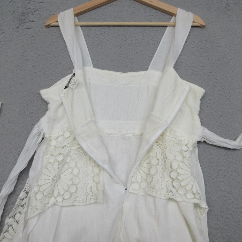 Maggie Embroider Floral Boho Dress Women M White 100%Cotton Lace Tiered Sundress - Picture 9 of 16